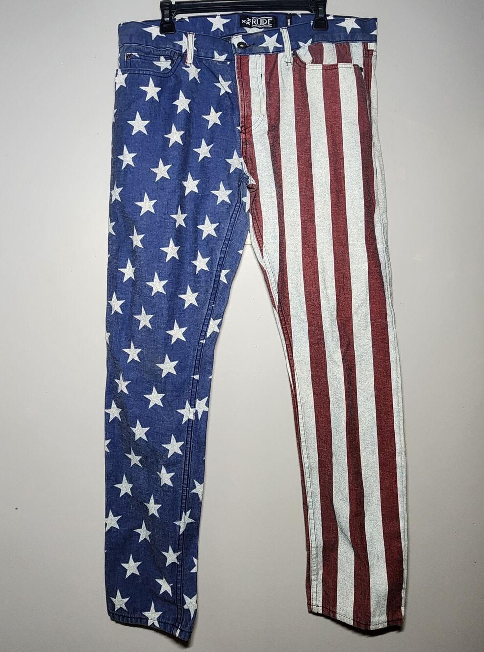 Rude Denim Jeans American Flag Mens 36x32 Americana Streetwear